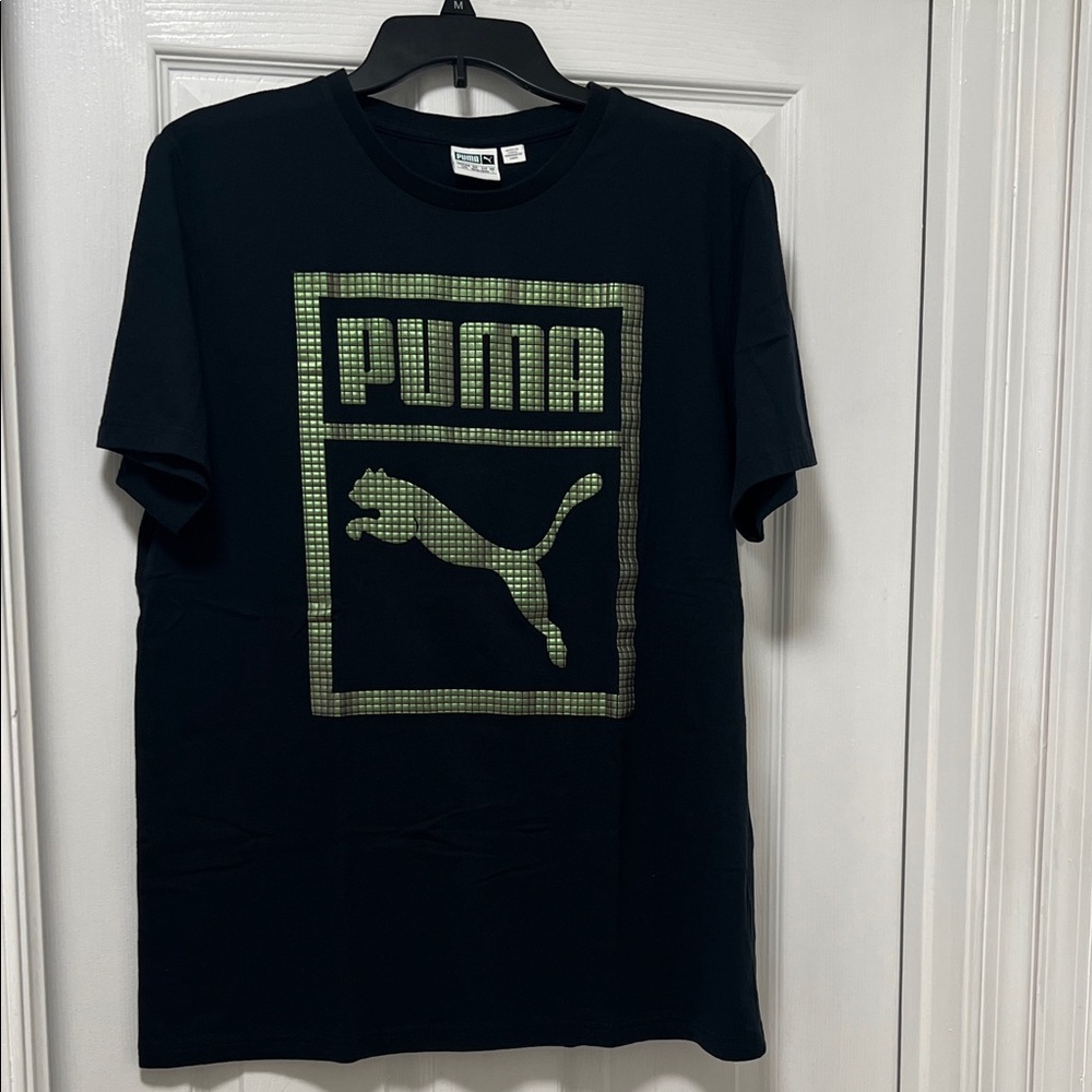 Puma Men's Tee with Black and Metallic Logo